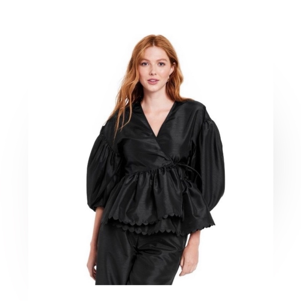 Kika Vargas Black Wrap Top